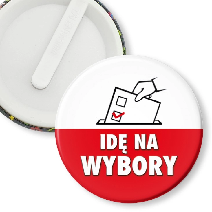 przypinka klips Idę na wybory Urna na głosy