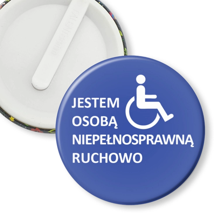 przypinka klips Jestem osobą niepełnosprawną ruchowo