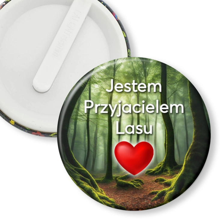 przypinka klips Jestem przyjacielem lasu zielone serce