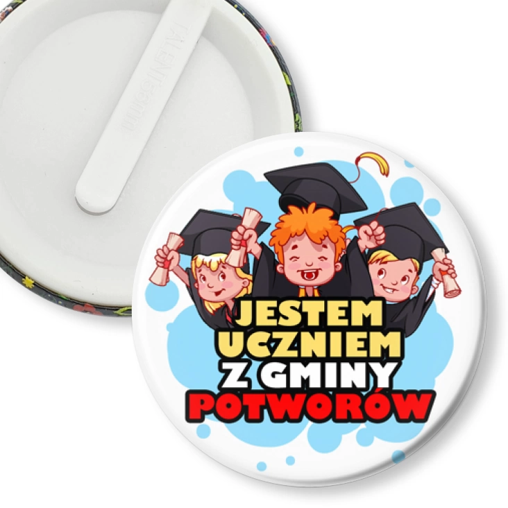 przypinka klips Jestem uczniem z gminy Potworów