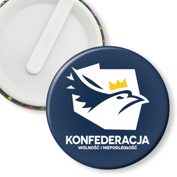 przypinka klips Konfederacja logo w inwersji