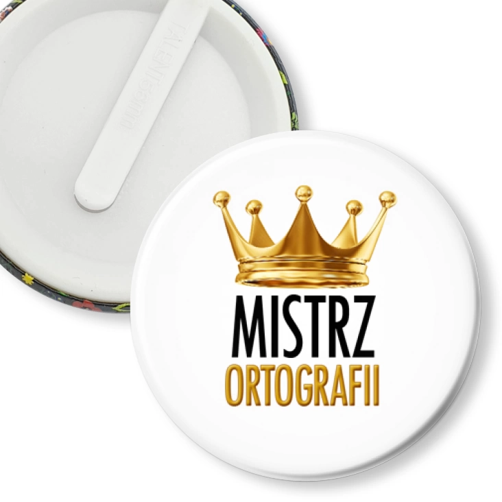 przypinka klips Mistrz Ortografii w koronie