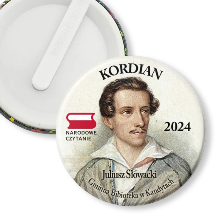 przypinka klips Narodowe Czytanie Biblioteka w Kandytach