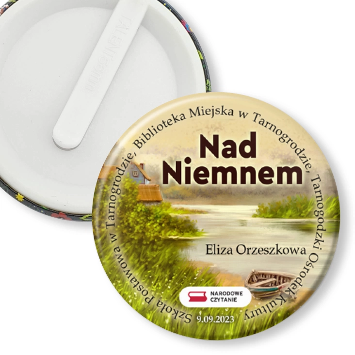 przypinka klips Narodowe Czytanie Nad Niemnem w Tarnogrodzie