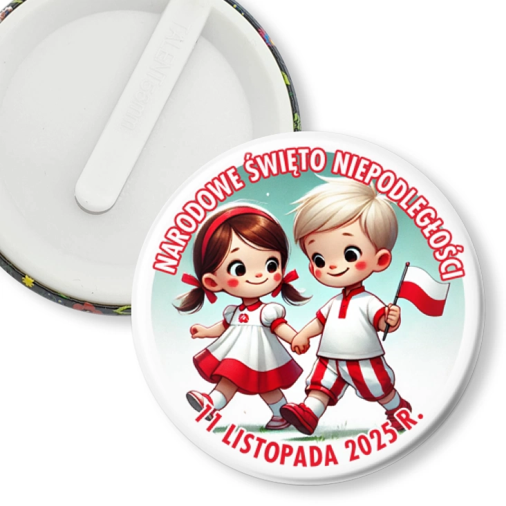 przypinka klips Narodowe Święto Niepodległości dziewczynka i chłopiec