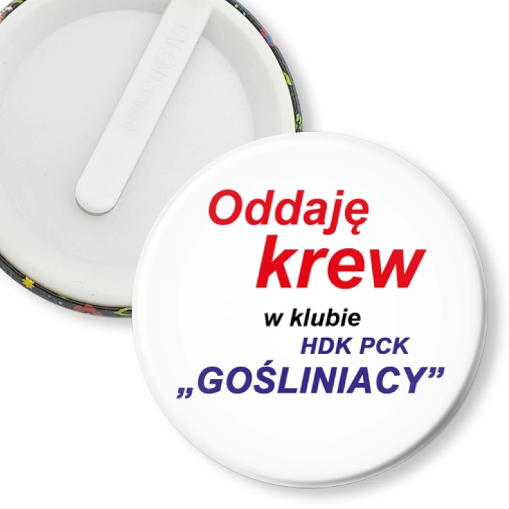 przypinka klips Oddaję krew w HDK PCK Gośliniacy