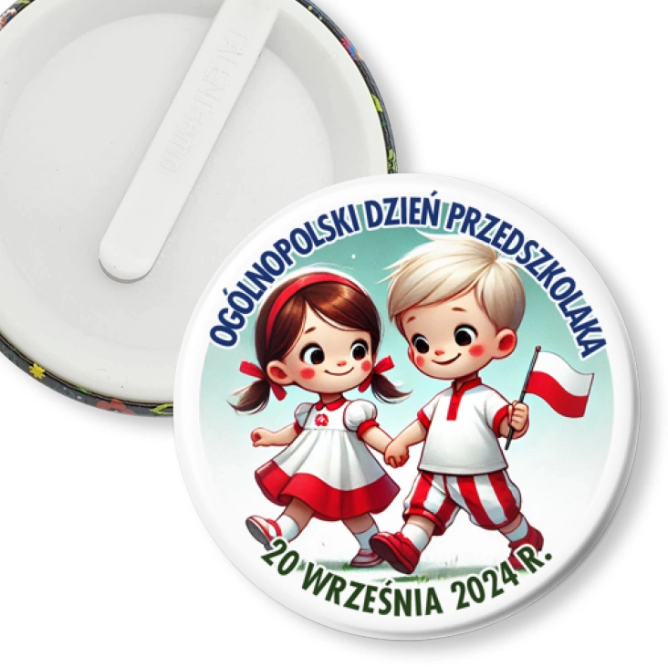 przypinka klips Ogólnopolski Dzien Przedszkolaka z choragiewką