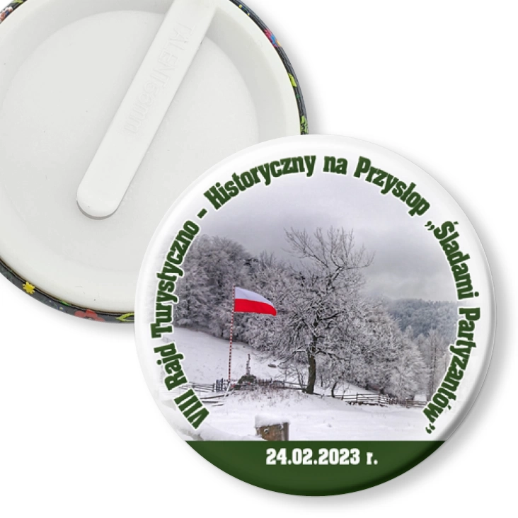przypinka klips Ósmy Rajd Turystyczno-Historyczny 2023