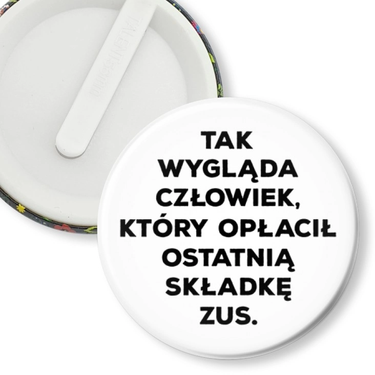 przypinka klips Ostatnia składka ZUS