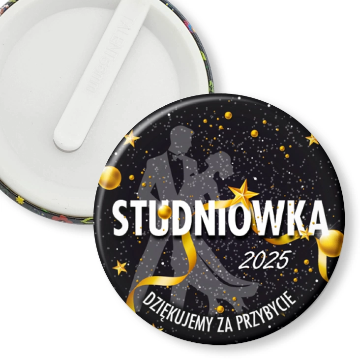 przypinka klips Podziękowanie dla gości Studniówka para tańcząca wśród gwiazd