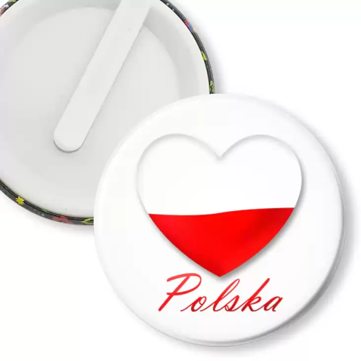 przypinka klips Polska biało-czerwone serce