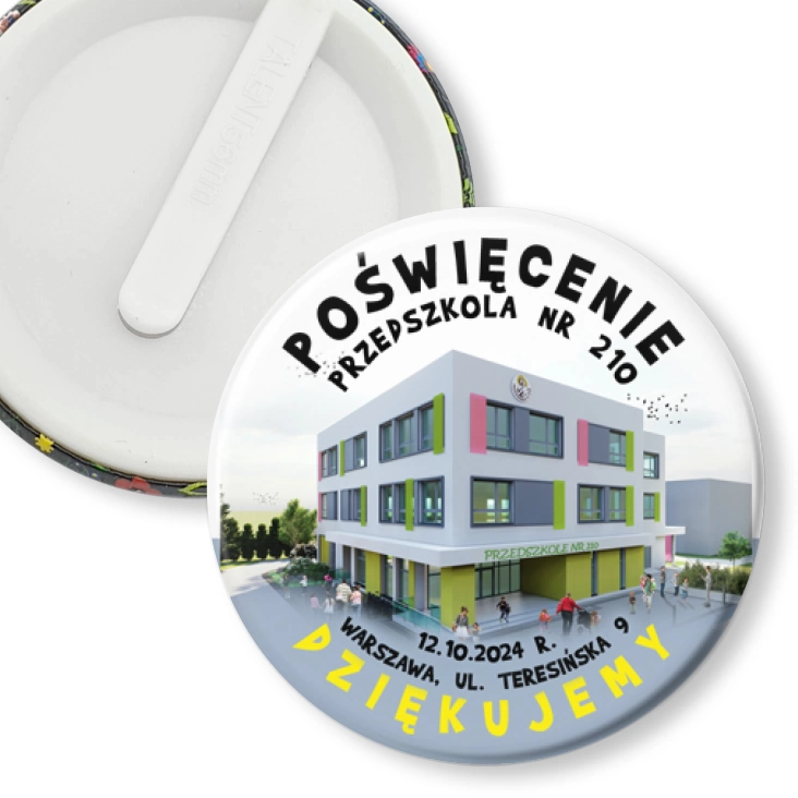 przypinka klips Poświęcenie przedszkola nr 210 w Warszawie
