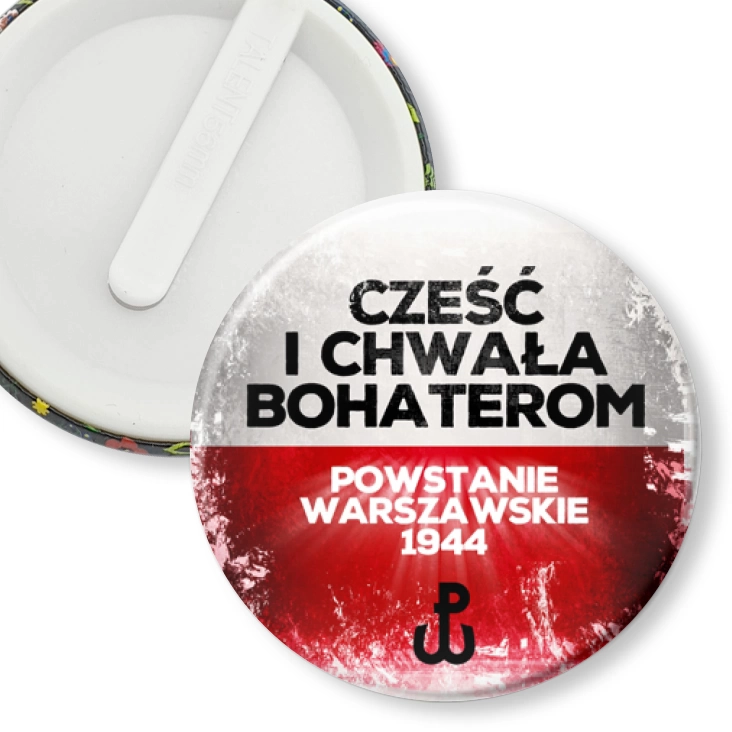 przypinka klips Powstanie Warszawskie Cześć i Chwała Bohaterom