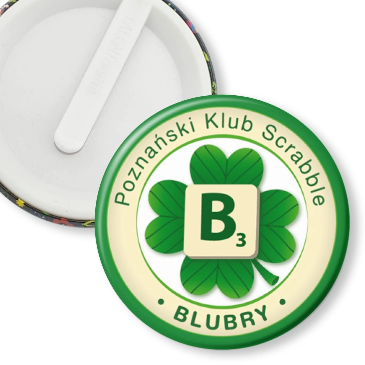 przypinka klips Poznański Klub Scrabble Blubry