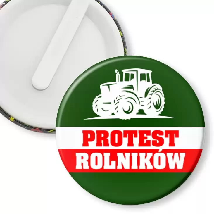 przypinka klips Protest rolników z ciągnikiem