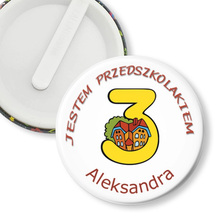 przypinka klips Przedszkole Wesoła Trójeczka z imionami