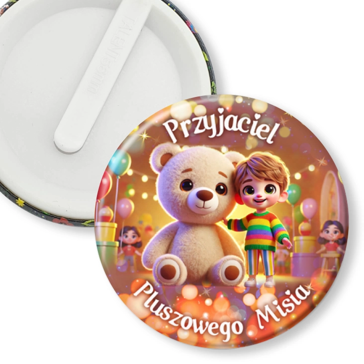 przypinka klips Przyjaciel pluszowego misia dziecko z misiem