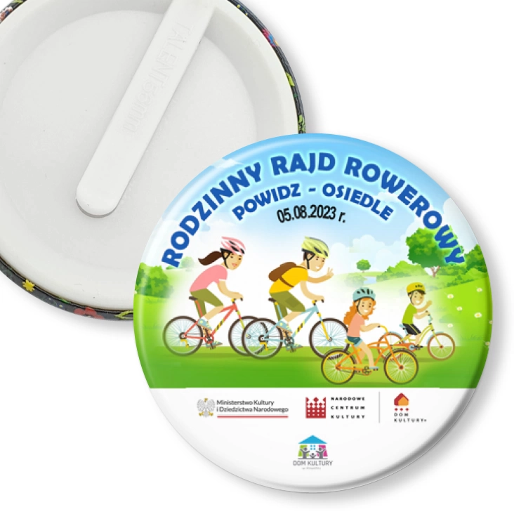 przypinka klips Rodzinny Rajd Rowerowy Powidz 2023
