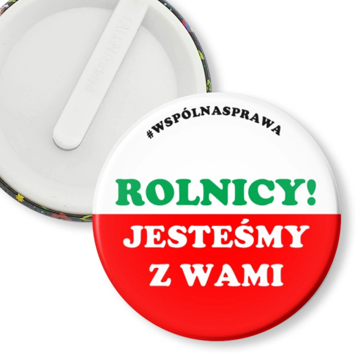 przypinka klips Rolnicy jesteśmy z Wami