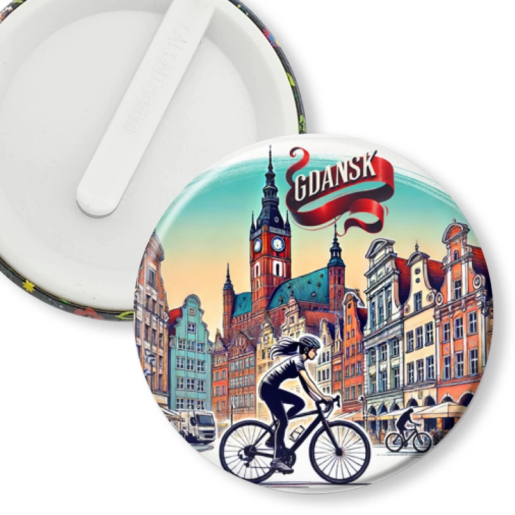 przypinka klips Rowerzystka Gdańsk