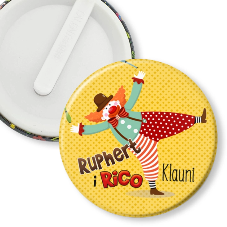 przypinka klips Ruphert i Rico Klauni retro