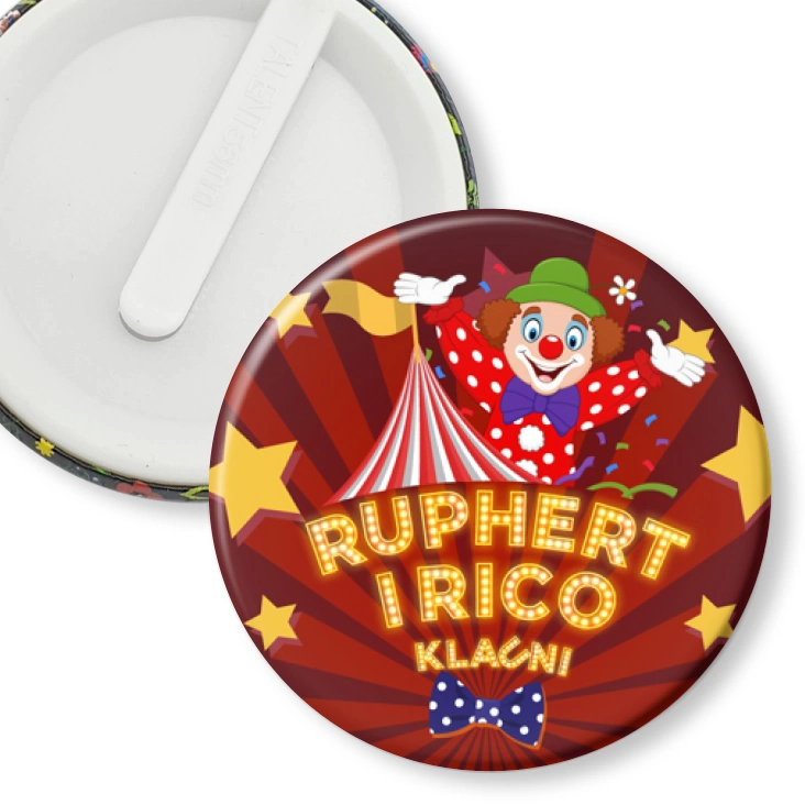 przypinka klips Ruphert i Rico Klauni Show