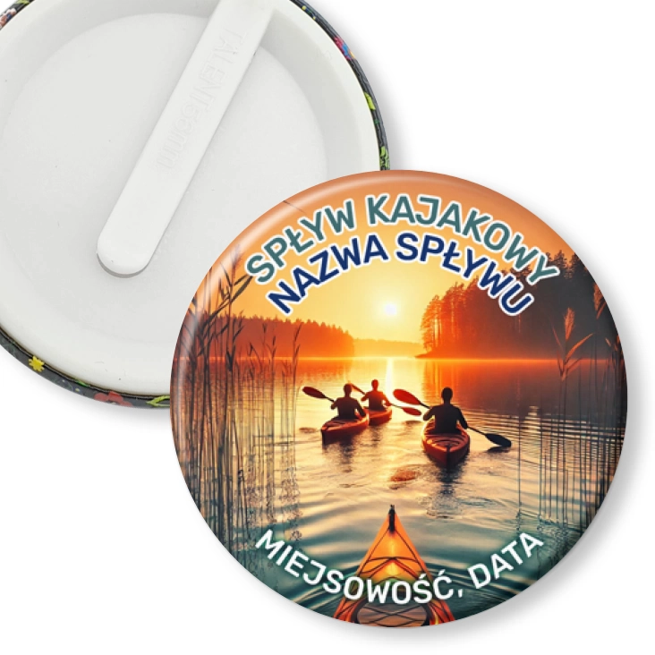 przypinka klips Spływ kajakowy zachód słońca