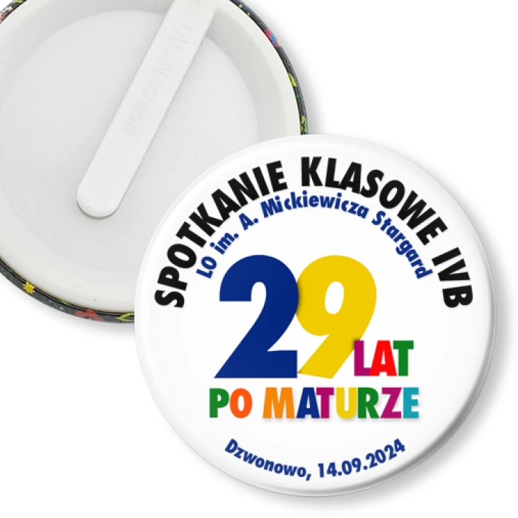 przypinka klips Spotkanie klasowe IVB LO Stargard