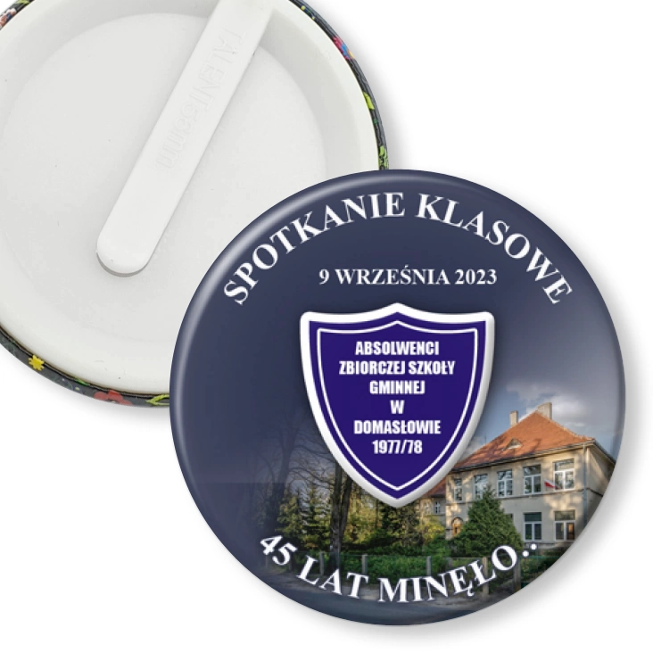 przypinka klips Spotkanie klasowe Zbiorczej Szkoły Gminnej w Domasłowie