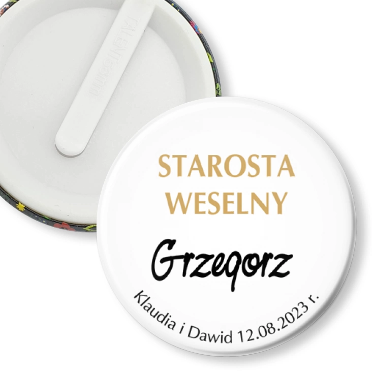 przypinka klips Starostwa Weselny Grzegorz