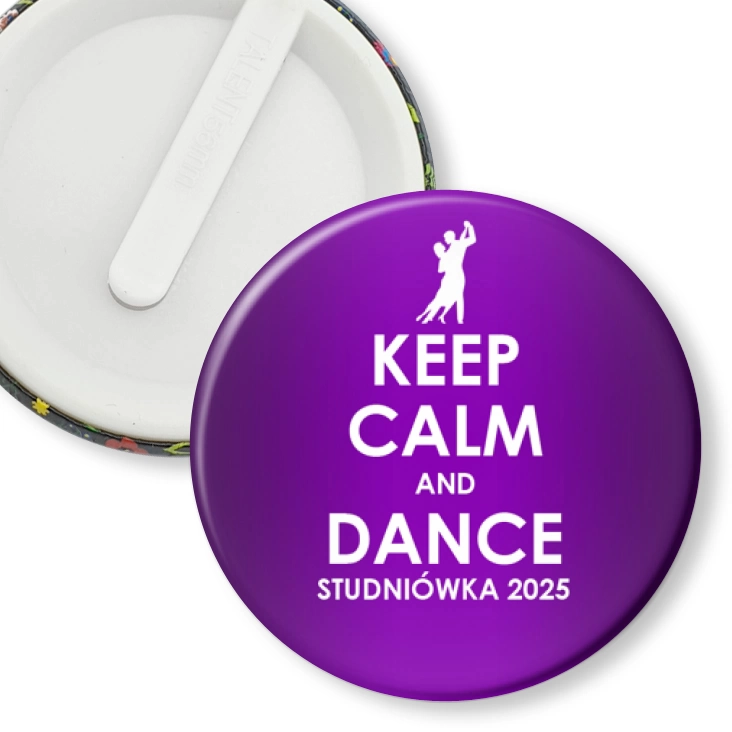 przypinka klips Studniówka keep calm and dance fioletowa