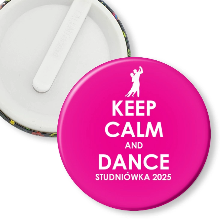 przypinka klips Studniówka keep calm and dance różowa