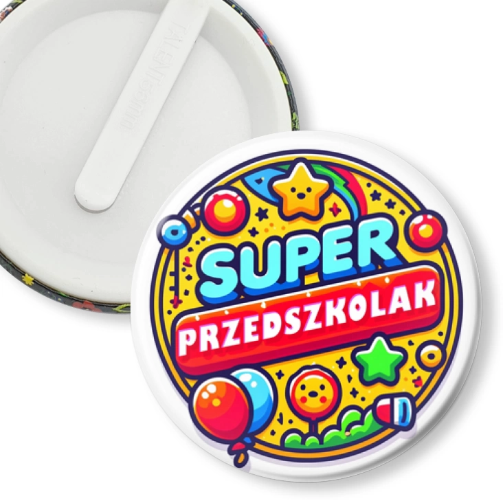 przypinka klips Super Predszkolak na kolorowo