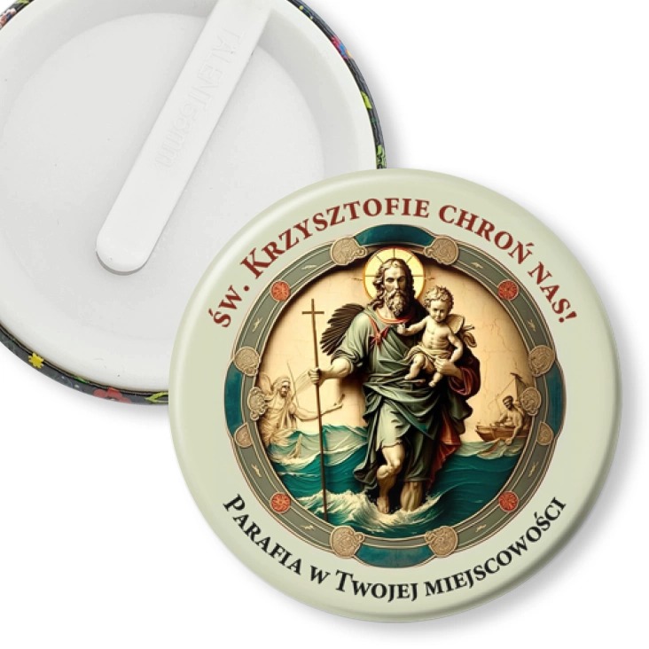 przypinka klips Św. Krzysztofie chroń nas