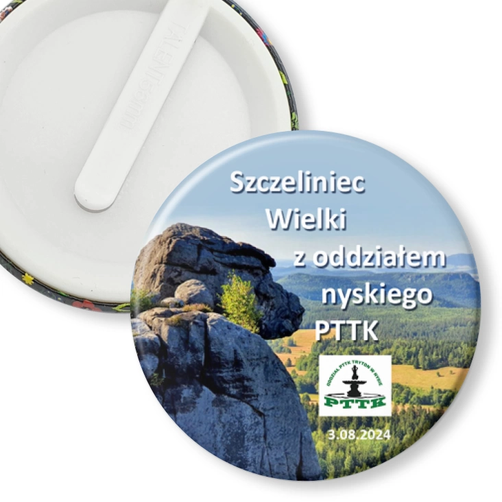 przypinka klips Szczeliniec Wielki z oddziałem nyskiego PTTK