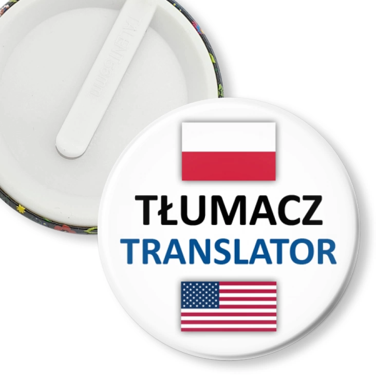 przypinka klips Tłumacz polski angielski amerykański
