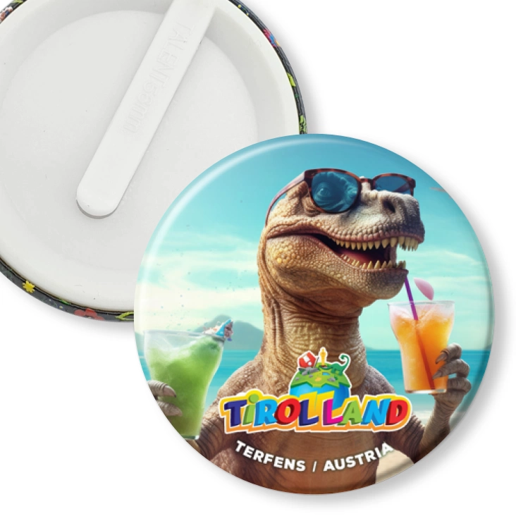 przypinka klips Tyranozaur na wakacjach w Tirolland