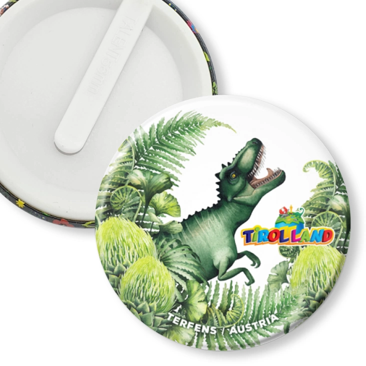 przypinka klips Tyranozaur wśród roślin Tirolland