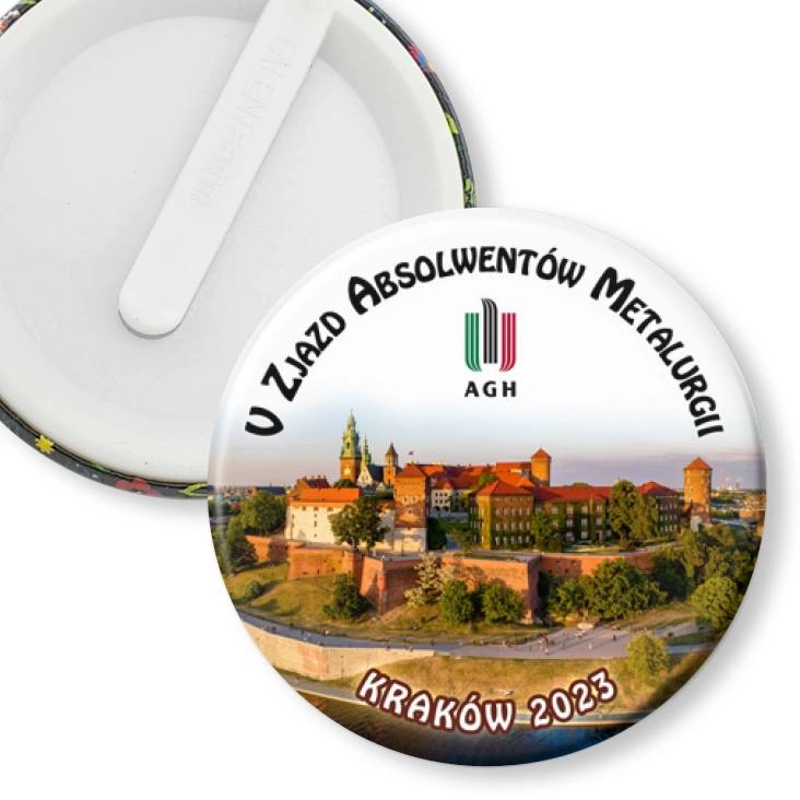 przypinka klips V Zjazd Absolwentów Metalurgii Kraków 2023