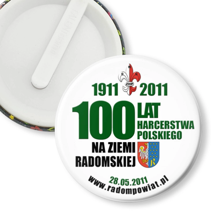 przypinka klips 100 lat ZHP na ziemi radomskiej