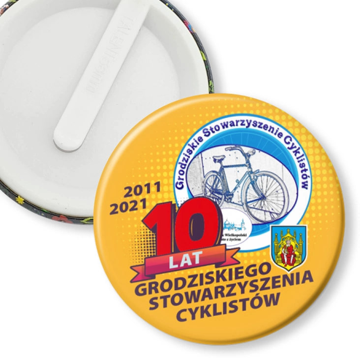 przypinka klips 10 lat Grodziskiego Stowarzyszenia Cyklistów