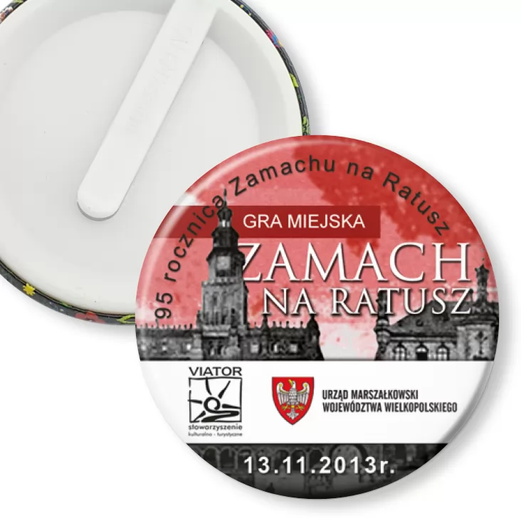 przypinka klips Gra Miejska - Zamach na Ratusz