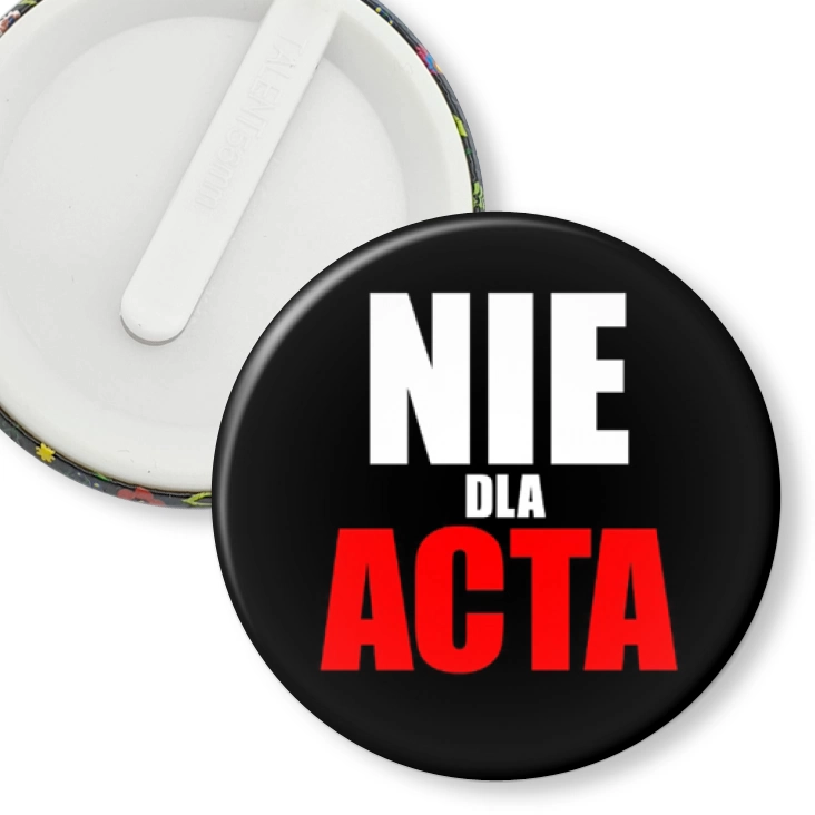przypinka klips Nie dla ACTA