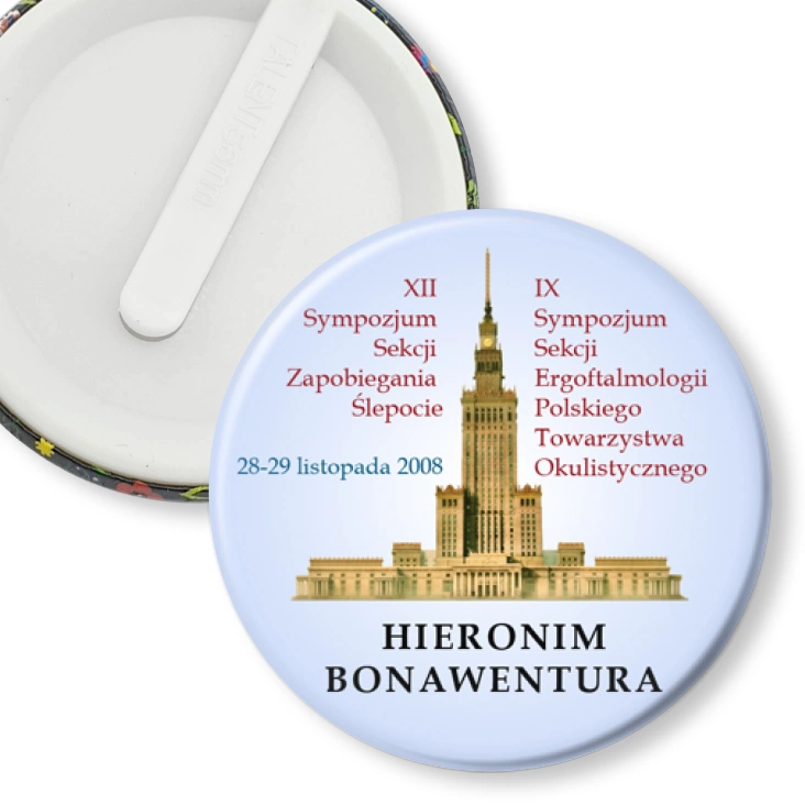 przypinka klips Sympozujm Zapobiegania Ślepocie