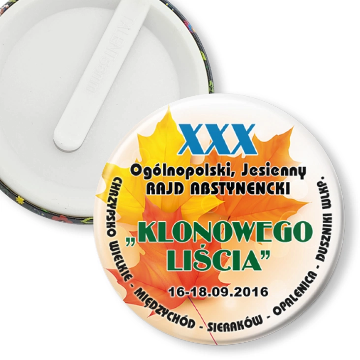 przypinka klips XXX Ogólnopolski Rajd Abstynencki Klonowego Liścia