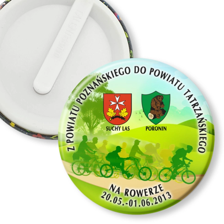 przypinka klips Z powiatu poznańskiego do powiatu tatrzańskiego na rowerze