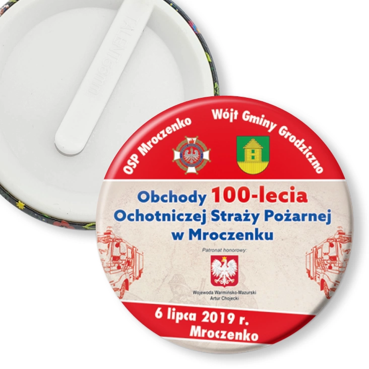 przypinka klips Obchody 100-lecia OSP w Mroczenku