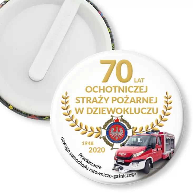 przypinka klips 70 OSP w Dziewokluczu
