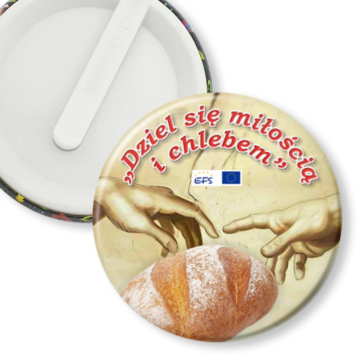 przypinka klips Dziel się miłością i chlebem