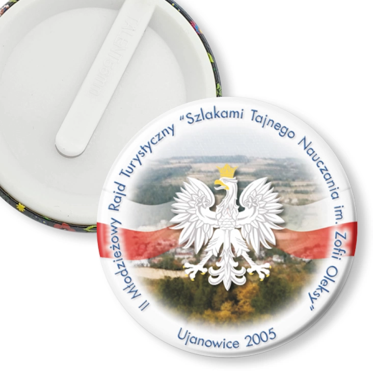 przypinka klips II Młodzieżowy Rajd Turystyczny - Ujanowice 2005
